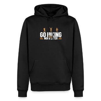 Hiking First Work Later Bergwandern Hiking - Männer Premium Bio Hoodie - Schwarz - Vorne - Nico (187cm)