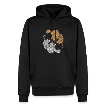 Tiger Yin Yang Raubkatze Königstiger Sibirischer - Männer Premium Bio Hoodie - Schwarz - Vorne - Nico (187cm)