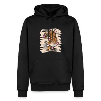 Wildkatze Raubkatze Königstiger Sibirischer Tiger - Männer Premium Bio Hoodie - Schwarz - Vorne - Nico (187cm)