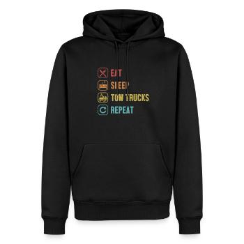 Eat Sleep Tow Trucks Repeat Abschleppdienst - Männer Premium Bio Hoodie - Schwarz - Vorne - Nico (187cm)