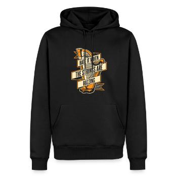 Hate It When The Strings Are Buzzing Harp - Men’s Premium Organic Hoodie - black - Front - Nico (187cm)