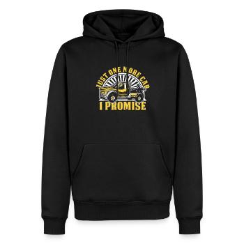 Just One More Car I Promise Abschleppfahrzeug - Männer Premium Bio Hoodie - Schwarz - Vorne - Nico (187cm)