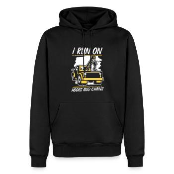 Je cours sur crochets et chaînes conducteur de remorquage - Sweat à capuche Premium bio Homme - noir - Devant - Nico (187cm)