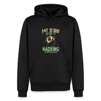 Mon cerveau est à 95% Hacking Sniffer Social - Sweat à capuche Premium bio Homme - noir - Devant - Nico (187cm)