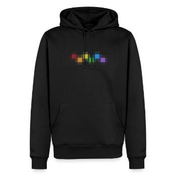 Hacker LGBT Rainbow Phishing Sniffer Grey Hat - Sweat à capuche Premium bio Homme - noir - Devant - Nico (187cm)