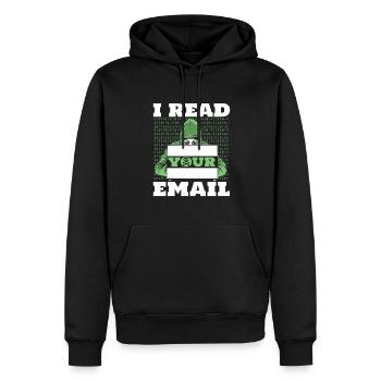Je lis votre e-mail Sniffer Social Engineering - Sweat à capuche Premium bio Homme - noir - Devant - Nico (187cm)