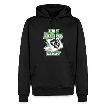 Think Before You Click Social Engineering - Men’s Premium Organic Hoodie - black - Front - Nico (187cm)