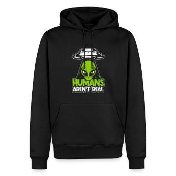 Les humains ne sont pas de vrais extraterrestres de conspiration d’OVNI - Sweat à capuche Premium bio Homme - noir - Devant - Nico (187cm)