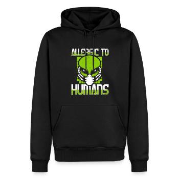 Allergique aux humains Ufo Conspiration Extraterrestre - Sweat à capuche Premium bio Homme - noir - Devant - Nico (187cm)