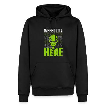 Nous sommes ici Conspiration extraterrestre OVNI - Sweat à capuche Premium bio Homme - noir - Devant - Nico (187cm)