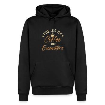 Fueled by Coffee and Excavators Seilbagger - Männer Premium Bio Hoodie - Schwarz - Vorne - Nico (187cm)