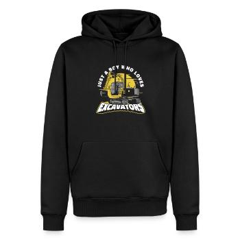 Juste un garçon qui aime les pelles Grue sur chenilles à cycle de service - Sweat à capuche Premium bio Homme - noir - Devant - Nico (187cm)