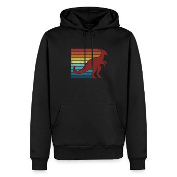 Rétro Parasaurolophini Dinosaur Lover - Sweat à capuche Premium bio Homme - noir - Devant - Nico (187cm)