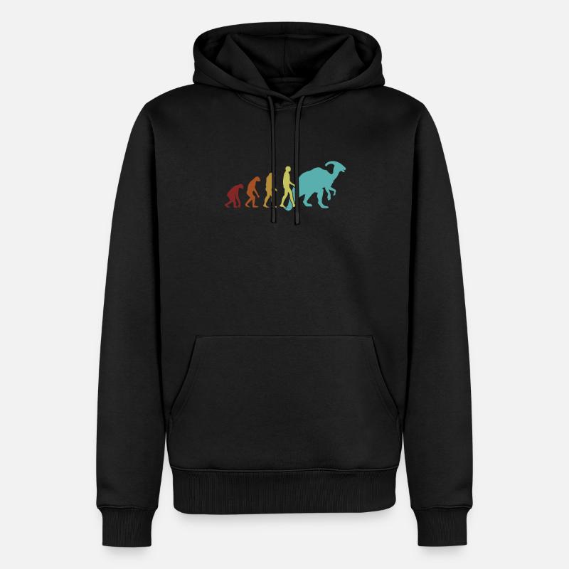 Parasaurolophus Evolution Dinosaur Lover - Sweat à capuche Premium bio Homme - noir