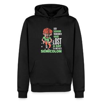 A perdu un jour à cause d’un codeur de points-virgules égaré - Sweat à capuche Premium bio Homme - noir - Devant - Nico (187cm)