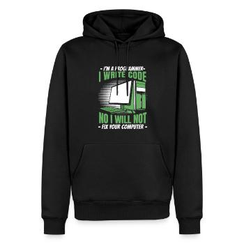 Non, je ne réparerai pas votre développeur informatique - Sweat à capuche Premium bio Homme - noir - Devant - Nico (187cm)