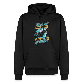 100 % de chances de voir des baleines, des bélugas bleus, des cétacés - Sweat à capuche Premium bio Homme - noir - Devant - Nico (187cm)