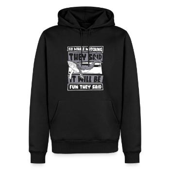 Ce sera amusant qu’ils aient dit béluga bleu cétacé - Sweat à capuche Premium bio Homme - noir - Devant - Nico (187cm)