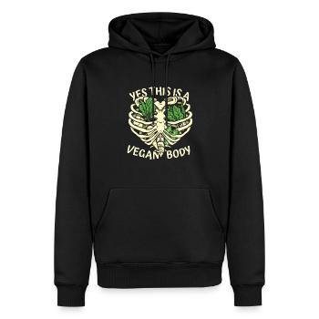 Ja, das ist ein veganer Körper auf pflanzlicher Basis Vegan - Männer Premium Bio Hoodie - Schwarz - Vorne - Nico (187cm)