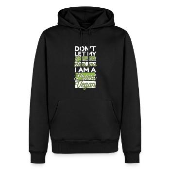 Lass dich nicht von meinen Muskeln täuschen pflanzlich vegan - Männer Premium Bio Hoodie - Schwarz - Vorne - Nico (187cm)