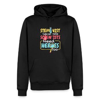 Denn auch männliche Wissenschaftler brauchen Helden MINT - Männer Premium Bio Hoodie - Schwarz - Vorne - Nico (187cm)
