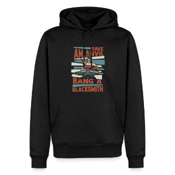Save An Anvil Bang A Blacksmith Forging - Men’s Premium Organic Hoodie - black - Front - Nico (187cm)