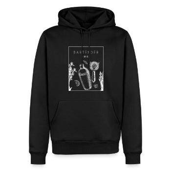 Barman chinois Hanzi Barman Barman Barmaid Barmaid - Sweat à capuche Premium bio Homme - noir - Devant - Nico (187cm)
