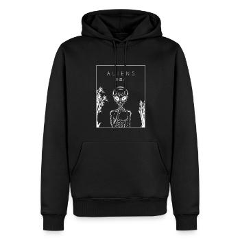 Aliens Chinese Hanzi Außerirdischer Ufo - Männer Premium Bio Hoodie - Schwarz - Vorne - Nico (187cm)