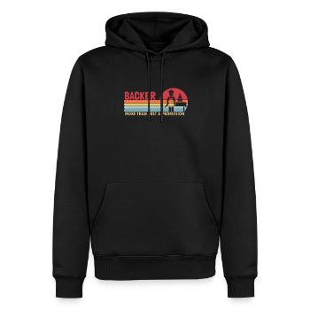 Boulanger plus qu’une profession Confiseur de boulangerie - Sweat à capuche Premium bio Homme - noir - Devant - Nico (187cm)