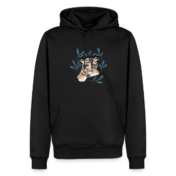 Bébé Tigre Grand Chat Roi Tigre Chat Sauvage - Sweat à capuche Premium bio Homme - noir - Devant - Nico (187cm)