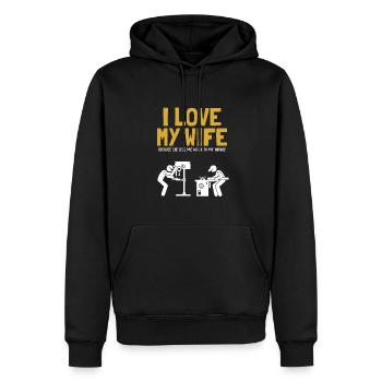 I love my Wife Carpenter Tischler Holztechniker - Männer Premium Bio Hoodie - Schwarz - Vorne - Nico (187cm)