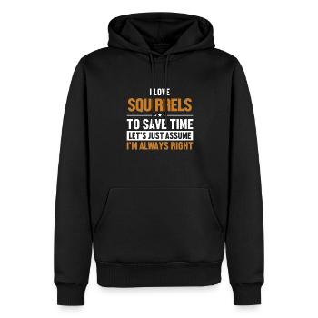 Squirrels Let's Assume I'm Right Grauhörnchen - Männer Premium Bio Hoodie - Schwarz - Vorne - Nico (187cm)