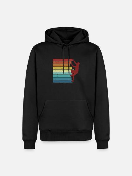 Retro Bouldern Speedklettern Sportklettern - Männer Premium Bio Hoodie - Schwarz