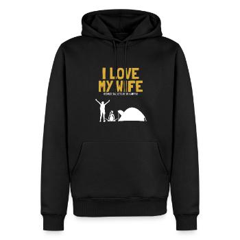 J’aime ma femme Camping Tentes Glamping - Sweat à capuche Premium bio Homme - noir - Devant - Nico (187cm)