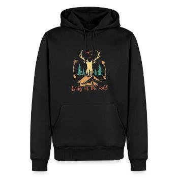 Vivre dans le camping Glamping Tentes Sauvages - Sweat à capuche Premium bio Homme - noir - Devant - Nico (187cm)