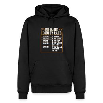 Mécanicien Tarif horaire Mécatronique Maître Automobile - Sweat à capuche Premium bio Homme - noir - Devant - Nico (187cm)