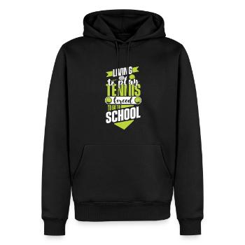 Vivre pour jouer au tennis forcé d’aller à l’école - Sweat à capuche Premium bio Homme - noir - Devant - Nico (187cm)