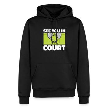 See You In Court Tennisschläger Tennistrainer - Männer Premium Bio Hoodie - Schwarz - Vorne - Nico (187cm)