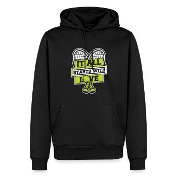 It All Starts With Love Racket - Men’s Premium Organic Hoodie - black - Front - Nico (187cm)