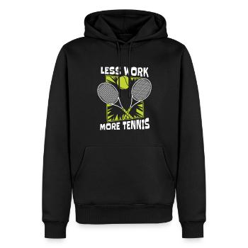 Moins de travail Plus de tennis Entraîneur de tennis Joueur de tennis - Sweat à capuche Premium bio Homme - noir - Devant - Nico (187cm)
