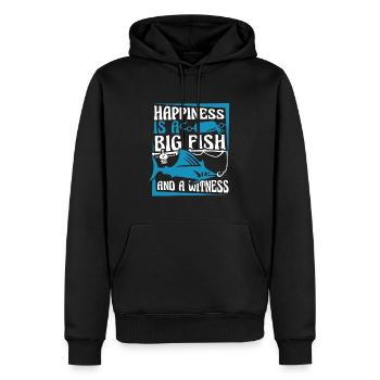 Le bonheur est un gros poisson et un témoin - Sweat à capuche Premium bio Homme - noir - Devant - Nico (187cm)