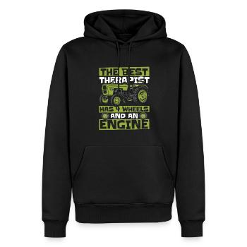 The Best Therapist Has 4 Wheels Bauer Biobauer - Men’s Premium Organic Hoodie - black - Front - Nico (187cm)