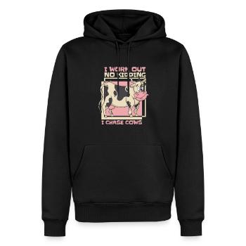 Je m’entraîne sans blague, je chasse les vaches, agriculteur biologique, agriculteur - Sweat à capuche Premium bio Homme - noir - Devant - Nico (187cm)