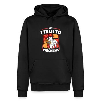 Oui, je parle à l’élevage de poulets - Sweat à capuche Premium bio Homme - noir - Devant - Nico (187cm)