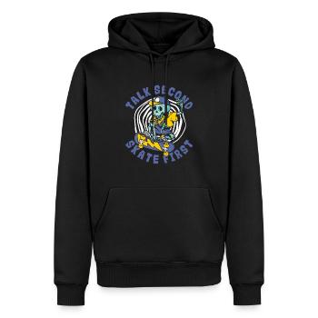 Talk Second Skate First Skaterboy Skatepark - Männer Premium Bio Hoodie - Schwarz - Vorne - Nico (187cm)