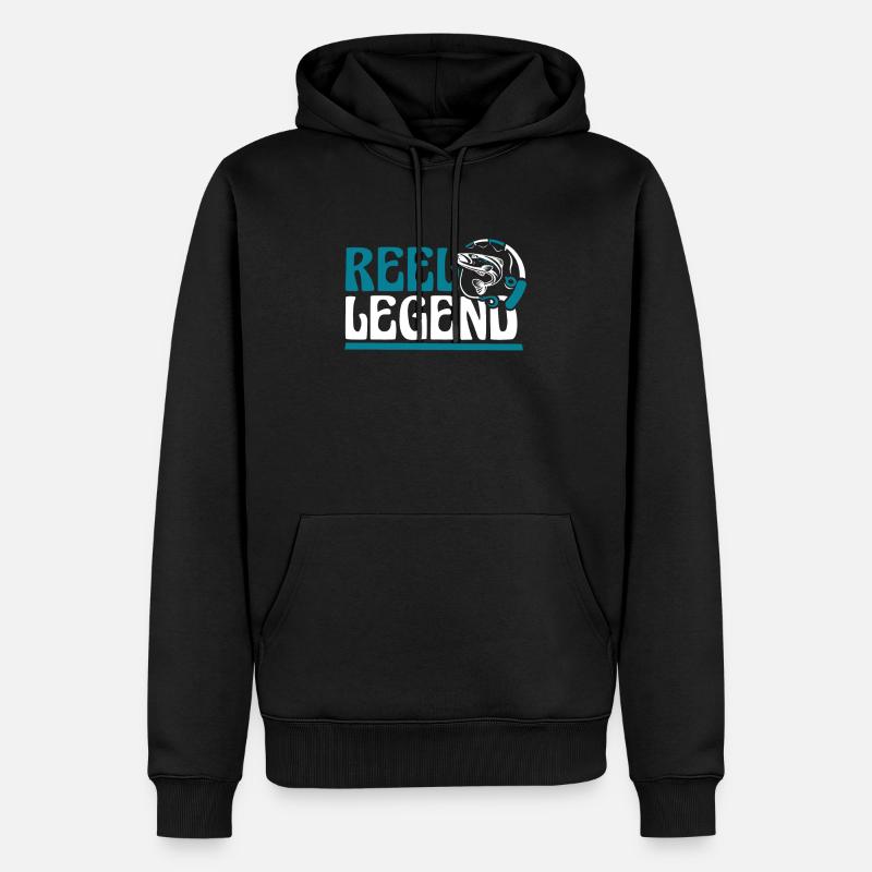 Reel Legend Fliegenfischer Spinnfischer - Männer Premium Bio Hoodie - Schwarz