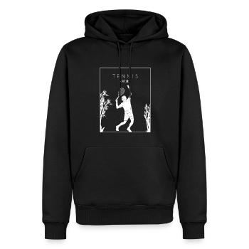 Tennis Chinois Hanzi Tennis Raquette Entraîneur De Tennis - Sweat à capuche Premium bio Homme - noir - Devant - Nico (187cm)