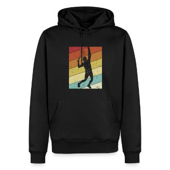 Retro Tennisschläger Tennistrainer Tennisspieler - Männer Premium Bio Hoodie - Schwarz - Vorne - Nico (187cm)