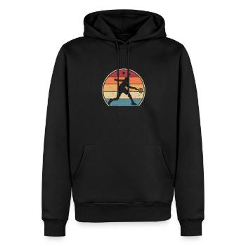 Retro Tennisspieler Tennisschläger Tennistrainer - Männer Premium Bio Hoodie - Schwarz - Vorne - Nico (187cm)