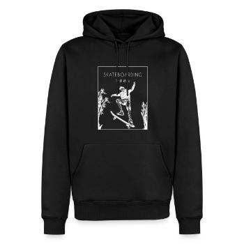 Skateboarding Chinese Hanzi Skatepark Skatergirl - Männer Premium Bio Hoodie - Schwarz - Vorne - Nico (187cm)